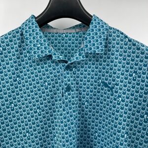 Puma Golf Polo Shirt Men's Large All Over‎ Print Short Sleeve Silverhorn Logo